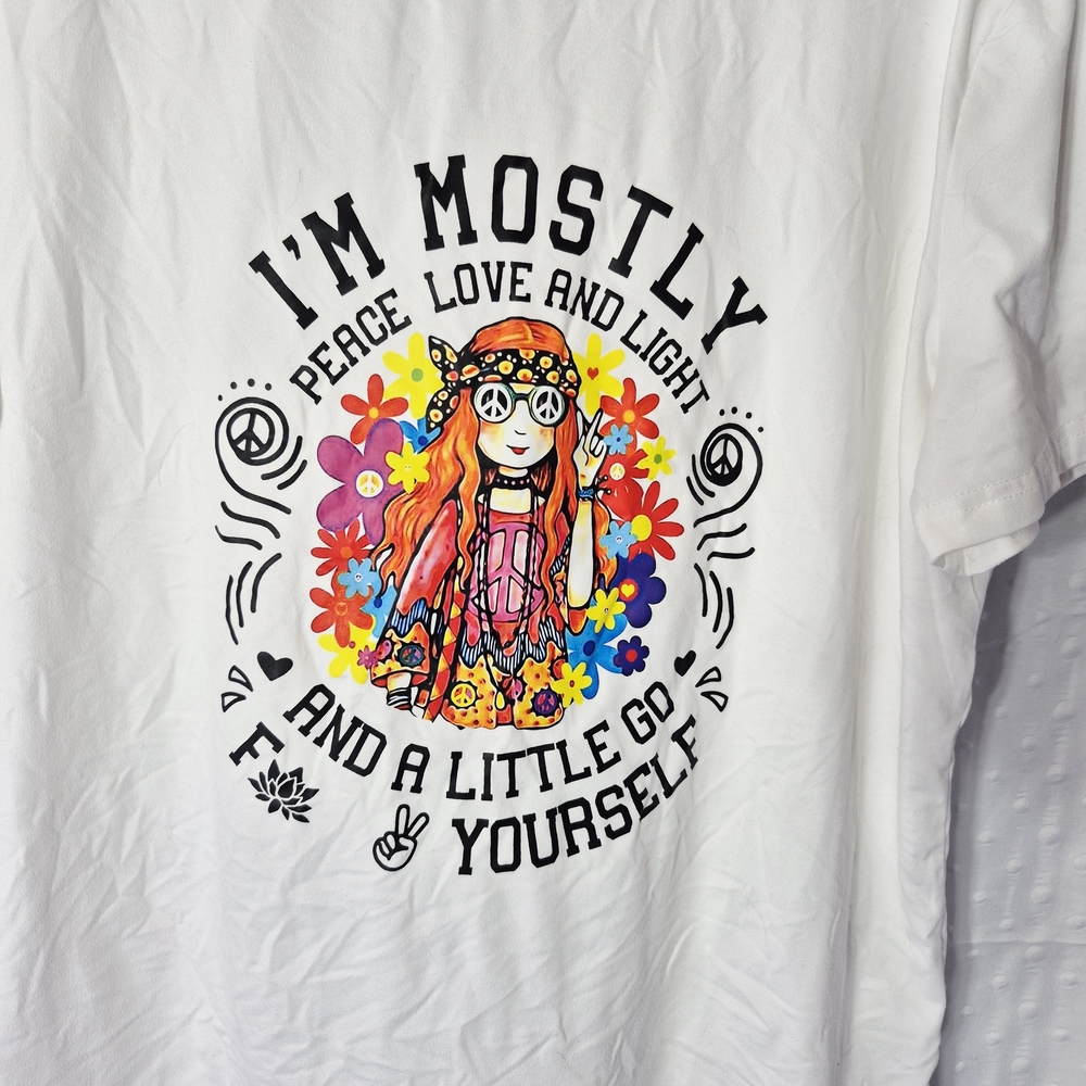 Women's Adult  Hippie Graphic T-Shirt Size XL Very Soft